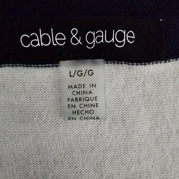 💎Cable & Gauge Knit Stripe Button Detail Navy And White Nautical Sweater Top - Picture 2 of 6